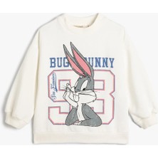 Koton Bugs Bunny Sweatshirt Lisanslı Uzun Kollu Bisiklet Yaka Şardonlu