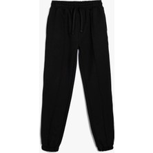 Koton Kız Çocuk Sweat Bottoms Siyah 2 İplik Şardonlu Kumaş ile Rahat ve Modern Tasarım