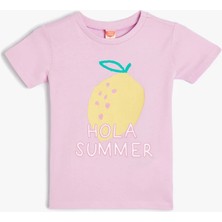 Koton Kız Çocuk Limon Baskılı Pamuklu Kısa Kollu Tişört 1 - 1,5 Yaş Yaz Temalı Renkli
