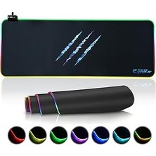Uravas Store Claw's Raptor 90X40CM Mikrofiber Yüzey/kaydırmaz Kauçuk Zemin 360° Rgb Dikişli Xxl Mousepad -