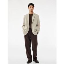 Pike Kumaş Uzun Kollu Kapaklı Cep Detaylı Düğmeli Slim Fit Mono Yaka Blazer Ceket