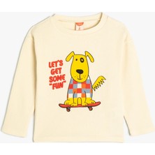 Koton 5WMB10055TK Koton Erkek Bebek Sweat Ekru