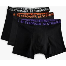 Koton 3'lü Boxer Seti Slogan Baskılı Pamuklu