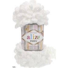 Alize Puffy 55 Beyaz 5 Li Paket Yumuşak Mikropolyester İplik ile Bebek Oyuncakları İçin Uygun