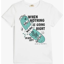 Koton Kısa Kollu Bisiklet Yaka Kaykay Baskılı Pamuklu T-Shirt