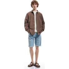 Koton Pamuklu Katlamalı Paça Bermuda Slim Fit Denim Şort