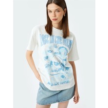 Koton Kuru Kafa Baskılı Kısa Kollu Bisiklet Yaka Rahat Kalıp T-Shirt