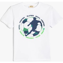 Koton Tişört Futbol Baskılı Kısa Kollu Pamuklu