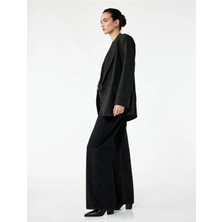 Yüksek Bel Pamuklu Düğmeli Geniş Paça Jean Pantolon -  Wide Leg Jeans