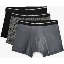 Koton Pamuklu Slim Fit Soyut Desenli 3'lü Boxer Seti