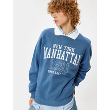 Koton Polo Yaka Sweatshirt Kolej Baskılı Uzun Kollu