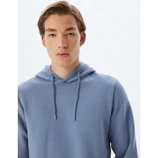 Koton 5WAM70001MK 604 Mavı Erkek Pamuk Jersey Sweatshırt