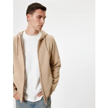 Koton 5WAM70016MK 057 Bej Erkek Pamuk Jersey Sweatshırt