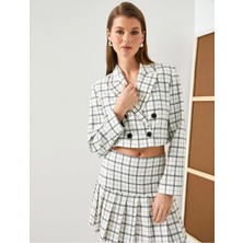 Koton Crop Blazer Ceket Kruvaze Kapama Düğmeli