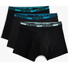 Koton 3'lü Boxer Seti Slim Fit Slogan Baskılı Pamuklu