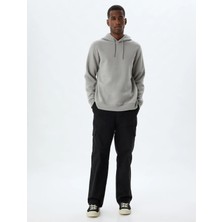 Kapşonlu Sweatshirt Basic Pamuk Karışımlı - Koton - 5WAM70001MK - Gri - M