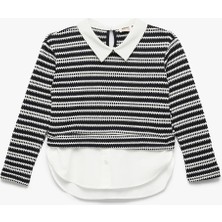 Uzun Kollu Gömlek Yaka Detaylı Sweatshirt