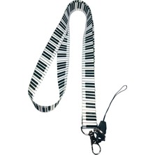 Stormistoretr Piyano Desenli Yaka Kartı Boyun İpi 42 cm Uzunluk 20 mm Genişlikte Renkli Tasarım