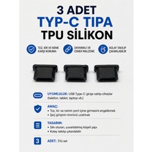 Emre Bilişim Type-C Uyumlu Şarj Girişi Toz Önleyici Tapa Yapışkanlı Siyah Premium Koruma 3 Adet