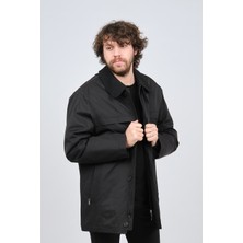 By Serco Erkek Kumaş Yakalı Klasik Kaban %100 Polyester Siyah Regular Fit Özellikli 0620895