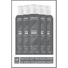 Uravas Store Watsons Fresh Men Pudrasız Deodorant Sprey 150 ml x 5 Adet 24 Saat Etkili Koruma