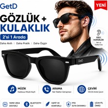 GG23C1 Getd Bluetooth Kulaklıklı Akıllı Gözlük – 2'si 1 Arada Kablosuz Kulaklık + Gözlük | Müzik, Arama, AI Çeviri (Siyah)