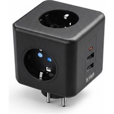 Epilons Elektronik Cihazlar İçin Akım Korumalı 3 Prizli Usb’li Küp Priz