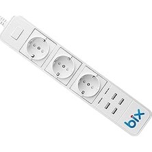 Uravas Store Bix -01 Yüksek Akım Korumalı Hızlı Şarj Özellikli 4 USB Bağlantı Noktası 3'lü Priz Paneli Amaz