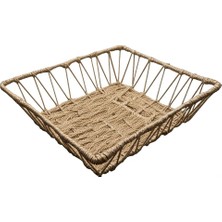 Doğal Örgü Kare Sepet 25X25 cm Hasır Organizer Çok Amaçlı Kullanım Bebek Odası & Mutfak Düzenleyici