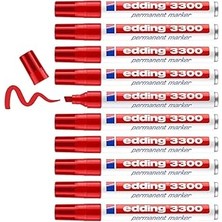 Uravas Store Edding 3300 Permanent Markör - Kırmızı - 10 Kalem - 1-5 mm Kesik Uçlu