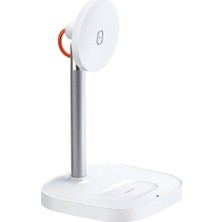 Mcdodo 2in1 15W Magsafe iPhone Uyumlu Air Pods Kablosuz Şarj Standı Beyaz CH-7340