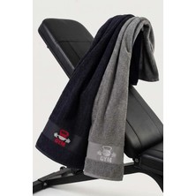 Gym 50X100 cm %100 Pamuklu 2'li Spor Havlusu Siyah-Açık Gri  Fitness Gym Golf Boks Tenis Havlusu
