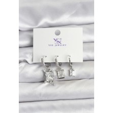 Renas Store Gümüş Renk Zirkon Taşlı Kadın Küpe