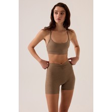 Los Ojos x Ece Mocha Spor Sütyeni Super Crop Top