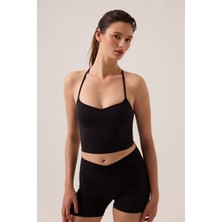 Los Ojos x Ece Siyah Kalp Yaka Spor Sütyeni Sweetheart Neck Top