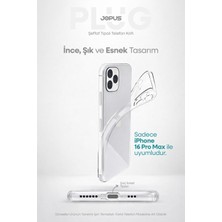 Jopus iPhone 16 Pro Max Şeffaf Silikon Kılıf Kamera Korumalı Darbe Emicili Tıpalı JS-238