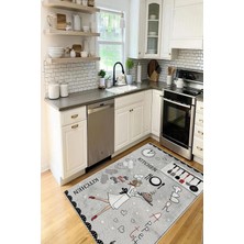 Pelura Halı Mutfak Temalı Kitchen Yazılı Baskılı Kaymaz Yıkanabilir Mutfak Halısı Yolluk