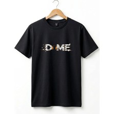 Widi Unisex Müzik Temalı Dome Yazılı Kulaklık Figürlü Glitch Tasarım Sokak Stili %100 Pamuk Basic T-Shirt