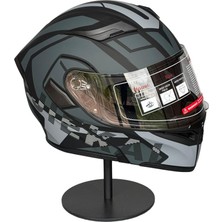Half - 902 Güneş Vizörlü Çene Açılır Kask H1 Grey (Şeffaf Vizörlü)