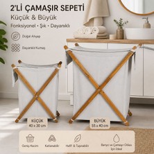 Taç Zorluteks 2'li Ahşap Çamaşır Sepeti