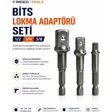 Freed Tools 3 Parça Bits Lokma Adaptörü Seti 1/2 - 1/4 - 3/8 Matkap Vidalama Dönüştürücü