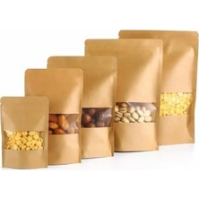 Calperia 50'li Paket Pencereli Kraft Doypack Poşetler, Çok Amaçlı Gıda Saklama