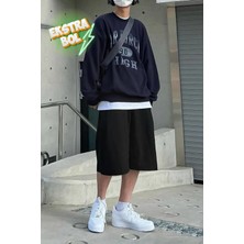 Vladivosto Diz Hizasında Nefes Alan Kumaş 2 Iplik Büyük Beden Oversize Baggy Harajuku Şort