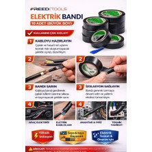 Freed Tools Izole Pvc Elektrikçi Elektirik Kablo Bandı Siyah Renk Bant Bandı 10 Adet 4 Yrd