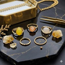 Çelik Gold Taşlı 5li Yüzükseti