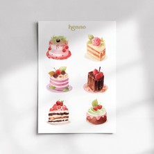 Henno Renkli Kek & Pastalar Temalı Sticker Seti (10X13 Cm) | Ajanda, Defter, Planlayıcı Çıkartma