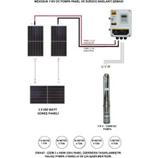 600 Watt Lexron Panel ve Mexxsun 110 Volt Dc Dalgıç Pompa Paketi - 1