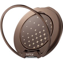 Raptic Freeflow Serenity Serisi 360 Derece Dönebilen Magnetik Ring Stand Telefon Tutucu Kahverengi