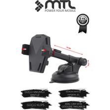 Mtl Otomatik Kilitli Teleskopik Kol Araç Içi Telefon Tutucu Dayanıklı ve Güçlü Vantuz 360° Döner MT6042