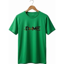 Widi Unisex Müzik Temalı Dome Yazılı Kulaklık Figürlü Glitch Tasarım Sokak Stili %100 Pamuk Basic T-Shirt